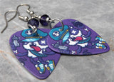 Gangster Panda Guitar Pick Earrings with Purple Swarovski Crystals