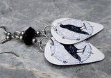 Witchy Raven Guitar Pick Earrings with Black Swarovski Crystals