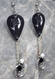 Witchy Black Cat and Quarter Moon Guitar Pick Earrings with Charm and Swarovski Crystal Dangles