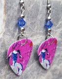 Marc Chagall Guitar Pick Earrings with Blue Swarovski Crystals