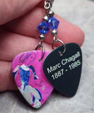 Marc Chagall Guitar Pick Earrings with Blue Swarovski Crystals