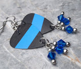 Blue Line Police Support Guitar Pick Earrings with Capri Blue Swarovski Crystal Dangles