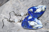 Marc Chagall Blue Lovers Guitar Pick Earrings with Opal Swarovski Crystals