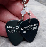 Marc Chagall Blue Lovers Guitar Pick Earrings with Opal Swarovski Crystals