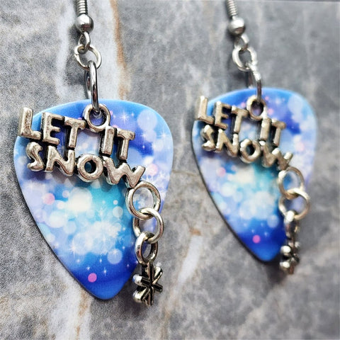 Snowflake Guitar Pick Earrings with Let It Snow Charms