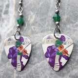 Marc Chagall Green Violinist Guitar Pick Earrings with Green Opal Swarovski Crystals