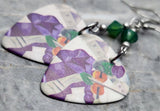 Marc Chagall Green Violinist Guitar Pick Earrings with Green Opal Swarovski Crystals