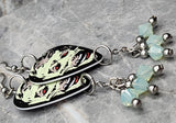 Classic Movie Monsters The Mummy Guitar Pick Earrings with Green Chrysolite Swarovski Crystal Dangles