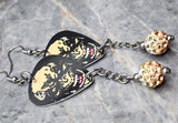 Classic Movie Monsters Alien Guitar Pick Earrings with Tan Ombre Pave Bead Dangles