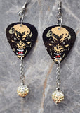 Classic Movie Monsters Alien Guitar Pick Earrings with Tan Ombre Pave Bead Dangles