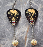 Classic Movie Monsters Alien Guitar Pick Earrings with Tan Ombre Pave Bead Dangles