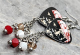Classic Movie Monsters Skull with Bandages Guitar Pick Earrings with Swarovski Crystal Dangles