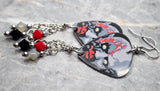 Classic Movie Monsters Zombie Guitar Pick Earrings with Swarovski Crystal Dangles