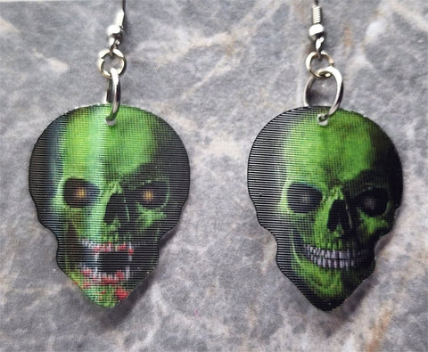 Holographic Skull to Vampire Skull Guitar Pick Earrings