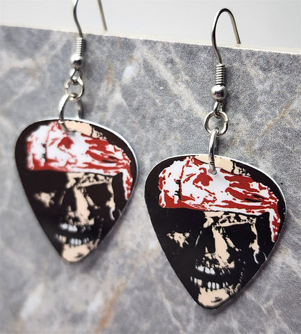 Classic Movie Monsters Skull with Bandages Guitar Pick Earrings