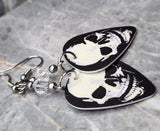 Classic Movie Monsters Skull Guitar Pick Earrings with Clear Swarovski Crystals