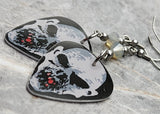 Classic Movie Monsters Zombie Guitar Pick Earrings with Gray Opal Swarovski Crystals