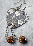 Ouija Board Planchettes Guitar Pick Earrings with Brown Ombre Pave Bead Dangles