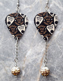 Ouija Board Planchettes Guitar Pick Earrings with Brown Ombre Pave Bead Dangles