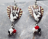 Rock n Roll Devil Horns Guitar Pick Earrings with Swarovski Crystal Dangles