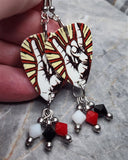 Rock n Roll Devil Horns Guitar Pick Earrings with Swarovski Crystal Dangles