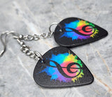 Dangling G Clef on a Pop of MultiColor Guitar Pick Earrings