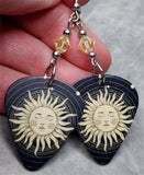 Celestial Sun Guitar Pick Earrings with Jonquil Swarovski Crystals