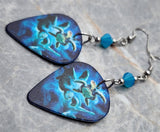 Sea Turtles Guitar Pick Earrings with Capri Blue Opal Swarovski Crystals