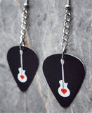 Acoustic Guitar with Heart Dangling Guitar Pick Earrings