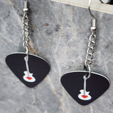 Acoustic Guitar with Heart Dangling Guitar Pick Earrings