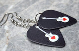 Acoustic Guitar with Heart Dangling Guitar Pick Earrings