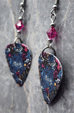 Music Inspired Graffiti Guitar Pick Earrings with Fuchsia Swarovski Crystals