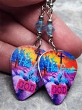 How Great is Our God Guitar Pick Earrings with Aquamarine Swarovski Crystals