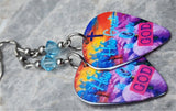 How Great is Our God Guitar Pick Earrings with Aquamarine Swarovski Crystals