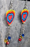 Tie Dyed Heart Guitar Pick Earrings with Swarovski Crystal Dangles