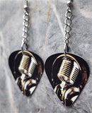 Headphones and Retro Microphone Dangling Guitar Pick Earrings