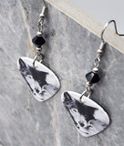 Nuzzling Wolves Guitar Pick Earrings with Black Swarovski Crystals