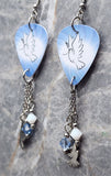 Peace Dove Guitar Pick Earrings with Dove Charms and Swarovski Crystal Dangles