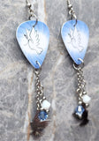 Peace Dove Guitar Pick Earrings with Dove Charms and Swarovski Crystal Dangles