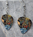 Asian Style Dragon Artwork Dangling Guitar Pick Earrings