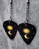 Celestial Sun and Half Moon Dangling Guitar Pick Earrings