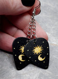 Celestial Sun and Half Moon Dangling Guitar Pick Earrings