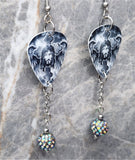 Graffiti-Style Jesus Guitar Pick Earrings with Gray ABx2 Pave Beads