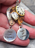 Time for Change on Clock Guitar Pick Earrings with Stainless Steel Charms