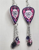 Happy Mother's Day Flowered Guitar Pick Earrings with Stainless Steel Flower and Swarovski Crystal Dangles