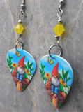 Garden Gnome Guitar Pick Earrings with Yellow Opal Swarovski Crystals