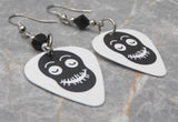 Smiling Ghoul Guitar Pick Earrings with Black Swarovski Crystals