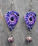 Purple Tie Dye Guitar Pick Earrings with Purple Ombre Pave Bead Dangles