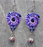 Purple Tie Dye Guitar Pick Earrings with Purple Ombre Pave Bead Dangles