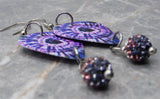 Purple Tie Dye Guitar Pick Earrings with Purple Ombre Pave Bead Dangles